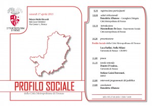 Invito e programma della presentazione del Profilo sociale della Città metropolitana di Firenze