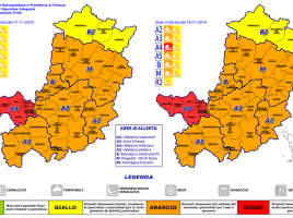 Allerta meteo con codici arancio e rosso