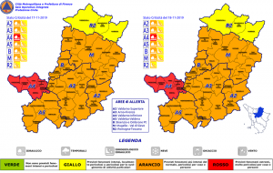 Allerta meteo con codici arancio e rosso