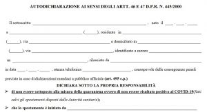 Il modello di autodichiarazione