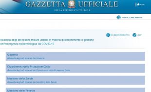 Gazzetta Ufficiale, copertina Raccolta atti su Covid 19