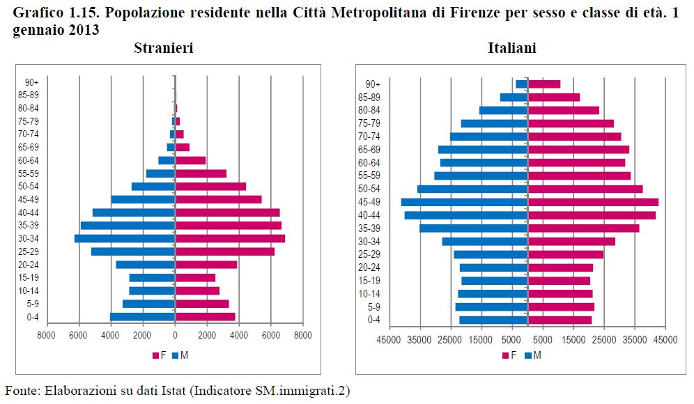 Grafico dal Report "Il profilo sociale della Città Metropolitana di Firenze"