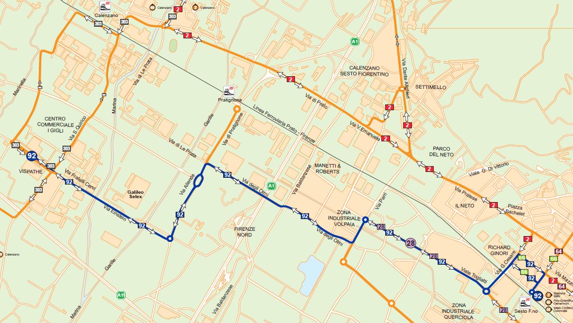 Mappa della nuova linea 92