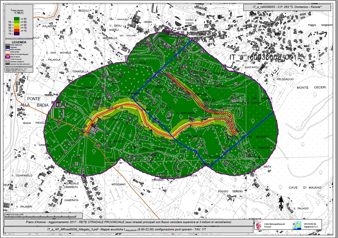 Mappa dal Piano d'azione metropolitano contro l'inquinamento acustico