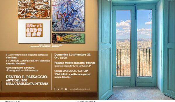 Locandina Dentro il paesaggio. Arte del ‘900 nella Basilicata interna". Una mostra a Palazzo Medici Riccardi