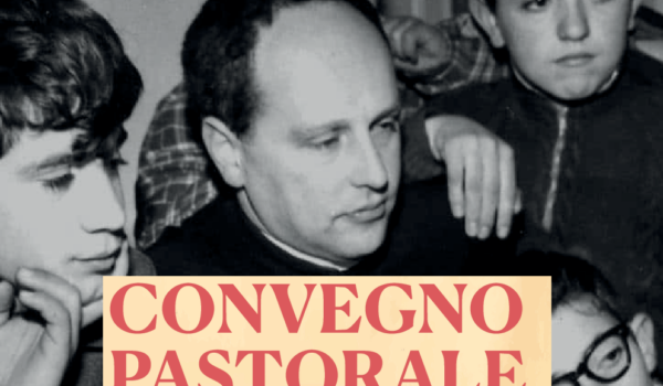 foto di Don Milani circondato da bambini; scritta "Convegno-Pastorale-24-25-novembre-2023"