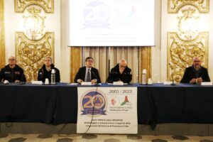 In sala Luca Giordano, da sa sx Bernardo Mazzanti, Leonardo Ermini, Dario Nardella, Fabrizio Curcio, Paolo Masetti