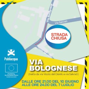 locandina Publiacqua su chiusura via Bolognese