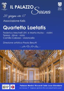 locandina con informazioni sull'evento e foto del salone Luca Giordano che lo ospiterà