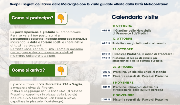 locandina con programma e informazioni sull'evento e foto della villa Demidoff