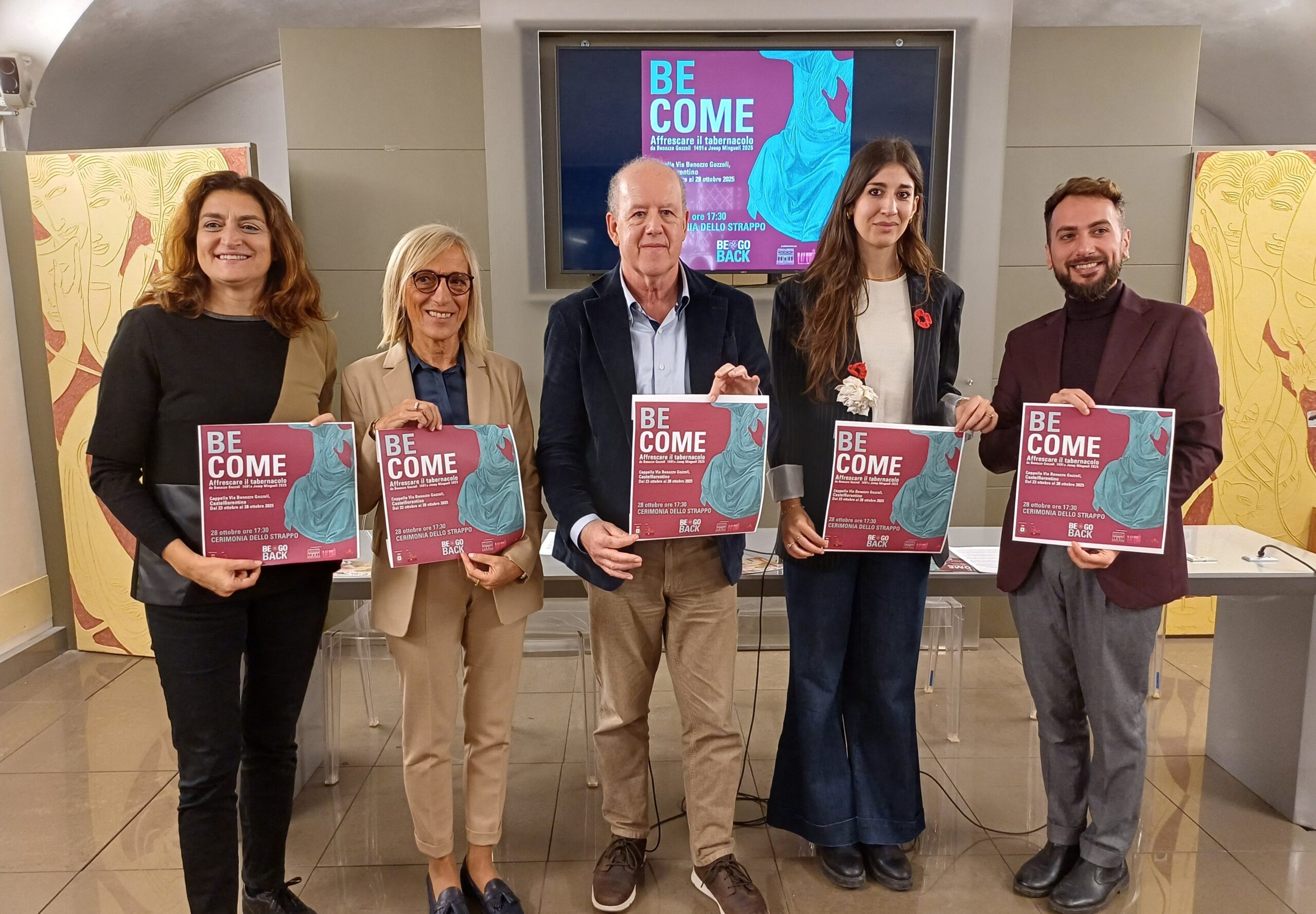 5 relatori in sala Fallaci con il programma di Be.Go. Back 2025