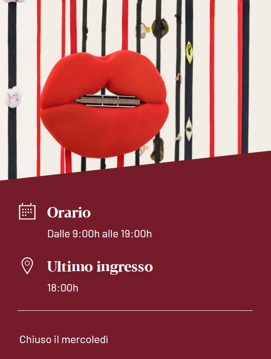 locandina con opera di clemen parrocchetti in alto, nella parte inferiore indicazione dell'orario della mostra