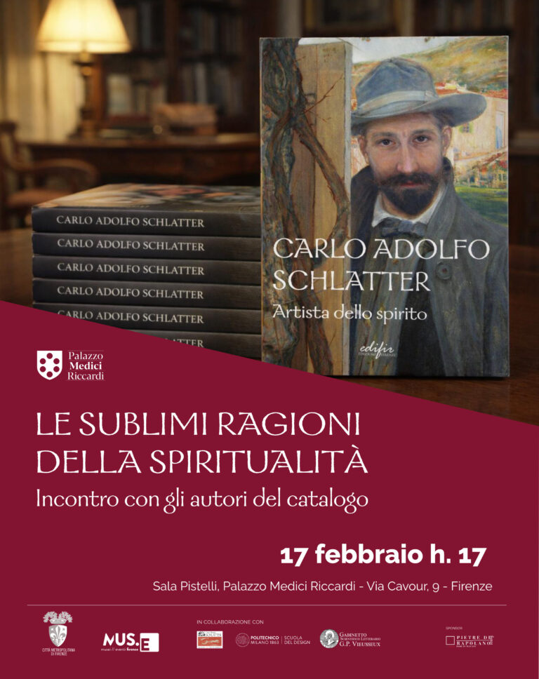 locandina conferenza Schlatter 17 febbraio ore 17 con immagini del catalogo della mostra