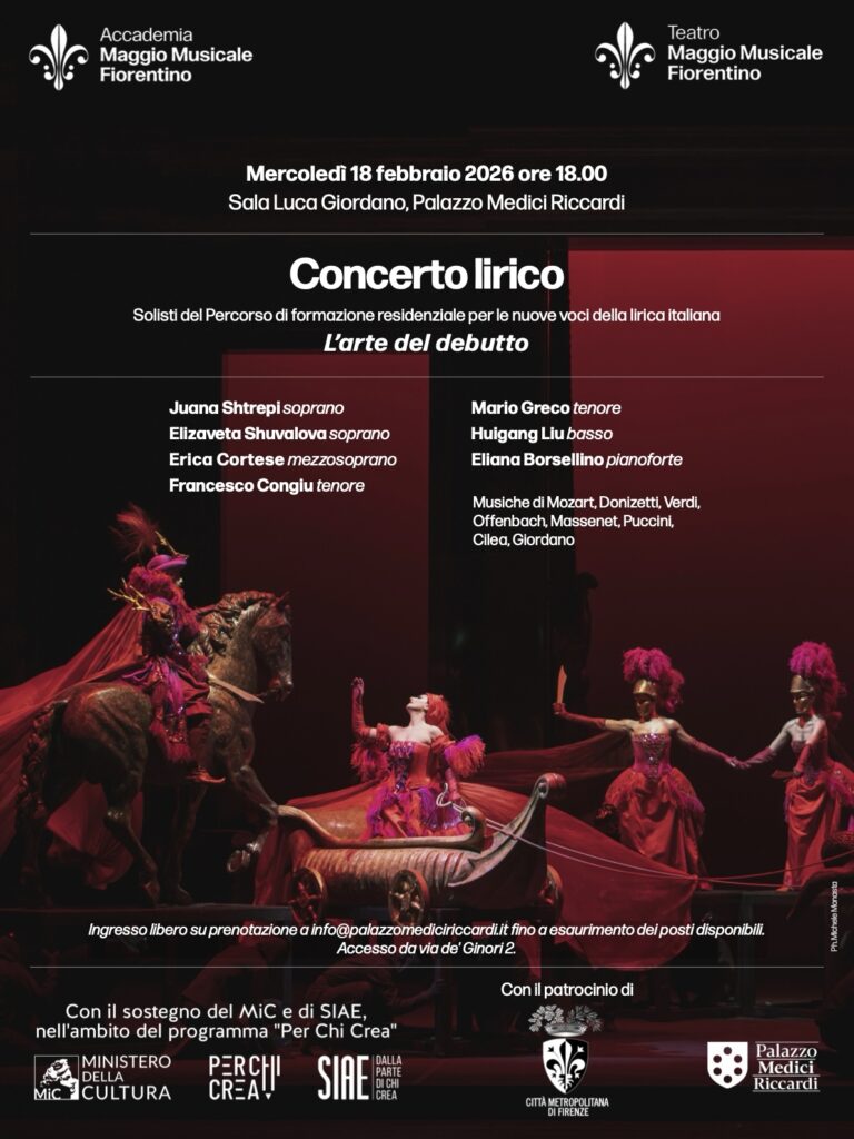 locandina concerto lirico 18 febbraio Palazzo Medici Riccardi