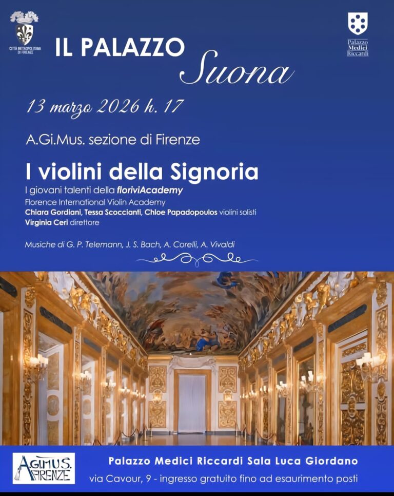 locandina con informazioni sull'evento e foto del salone Luca Giordano che lo ospiterà