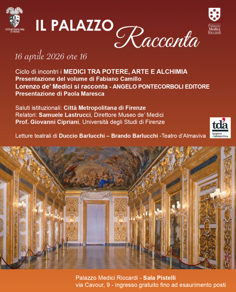 Locandina presentazione del libro Lorenzo de Medici si racconta del 16 aprile 2026