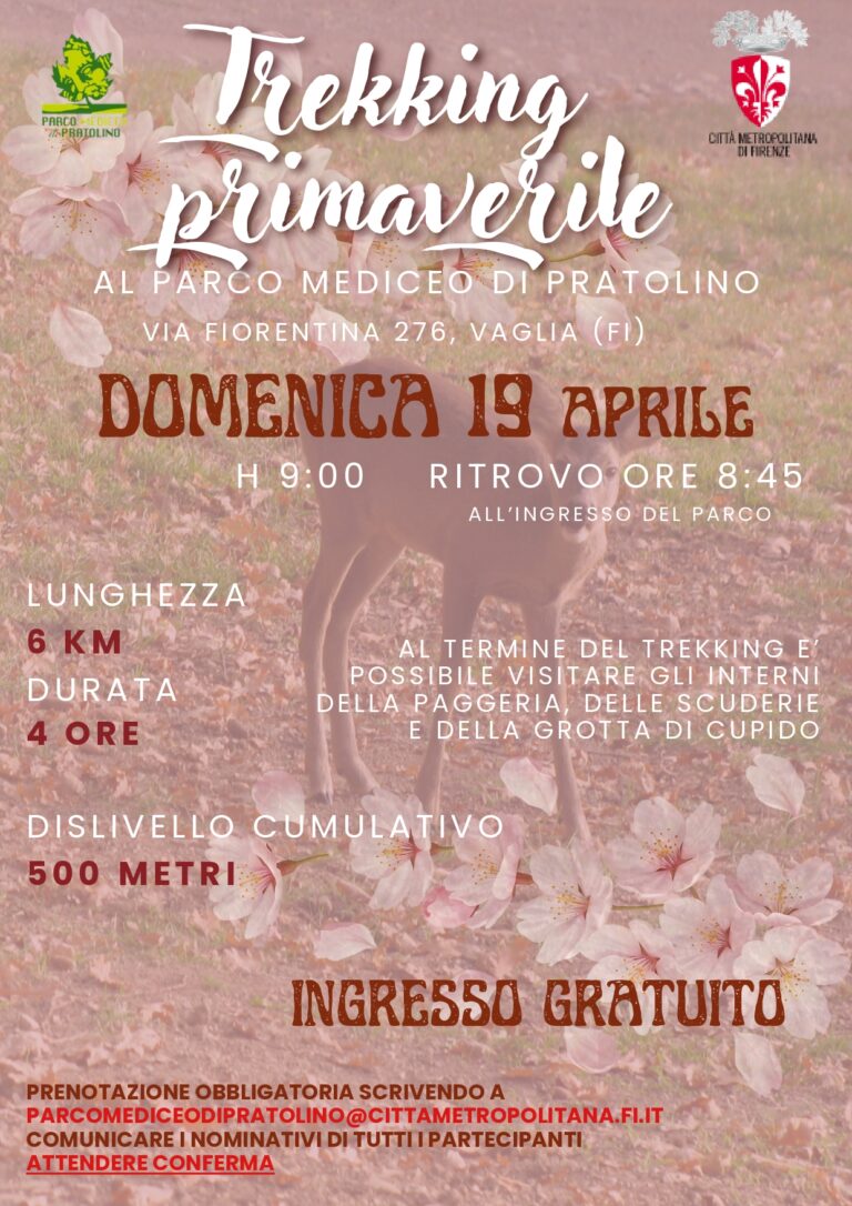 locandina trekking a pratolino domenica 19 aprile
