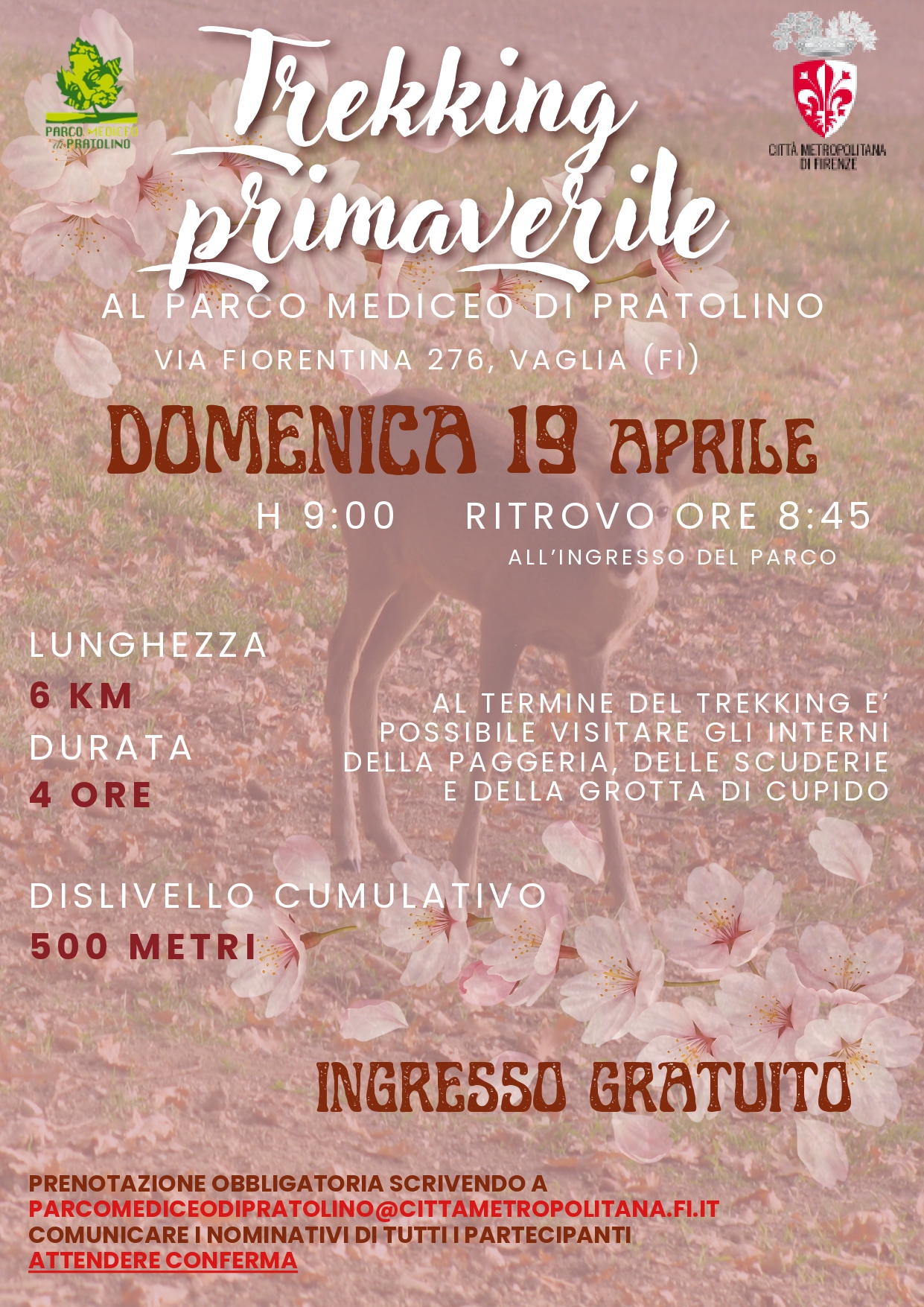 locandina trekking a pratolino domenica 19 aprile