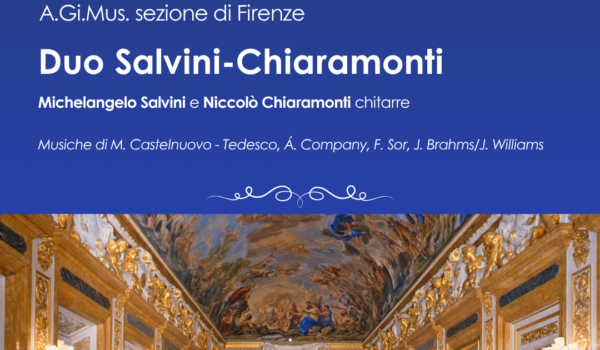 locandina con informazioni sul concerto di chitarre del 15 maggio ore 17 e foto del salone Luca Giordano che lo ospiterà