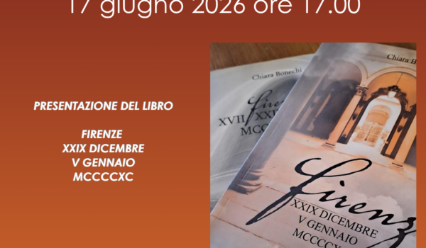 locandina con informazioni sull'evento e foto della copertina del volume presentato