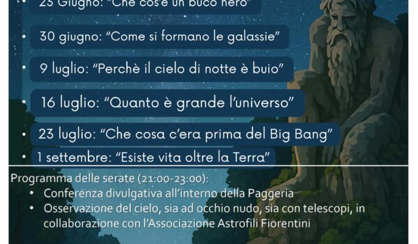 calendario osservazioni del cielo a Pratolino estate 2026