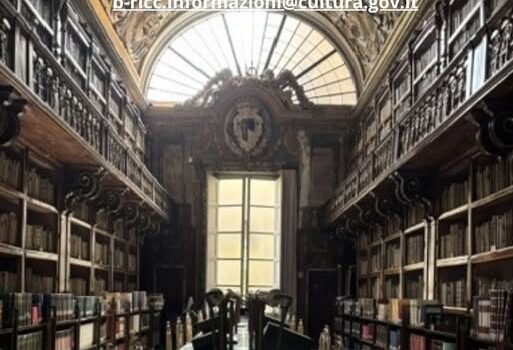 foto della biblioteca storica, tavolo al centro e libreria con volumi alle pareti