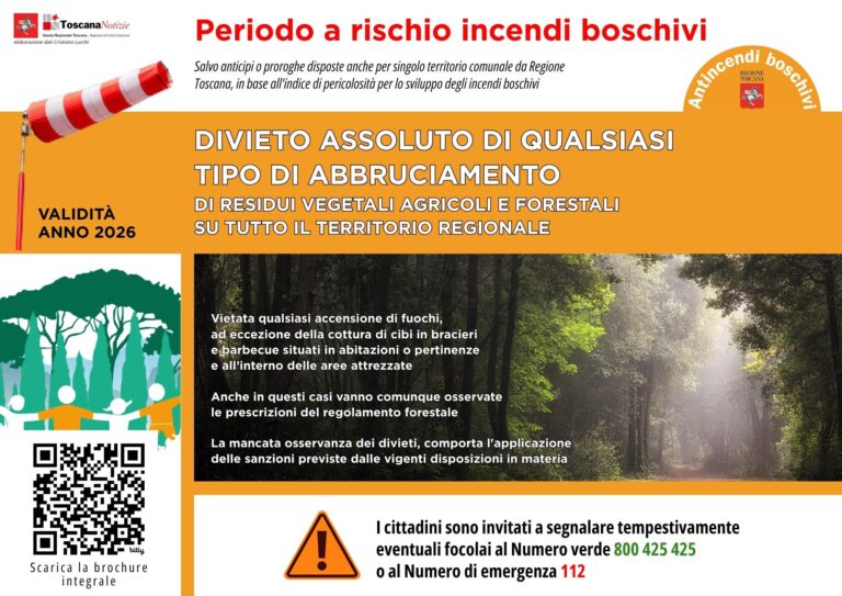 locandina antincendio boschivo con numero verde 800425425 e qr code per scaricare brochure integrale