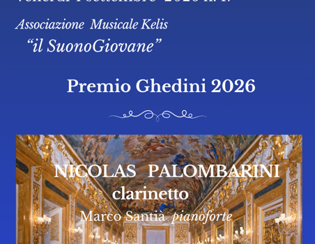 locandina con informazioni sul concerto di venerdì 4 settembre 2026 e foto della sala giordano che lo ospiterà