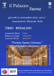 locandina con informazioni sull'evento del 10 settembre e foto della sala giordano che lo ospiterà