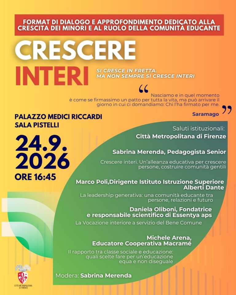 locandina dell'incontro crescere interi, con programma degli interventi