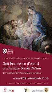 invito alla conferenza stampa del 22 settembre 2026, con riproduzione del dipinto di Giuseppe Nicola Nasini