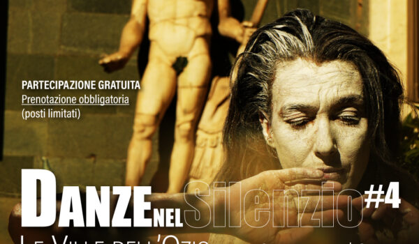 locandina con primo piano di performer e sullo sfondo statua di marmo raffigurante un uomo in piedi, con indicazioni riguardo l'evento di domenica 11 ottobre