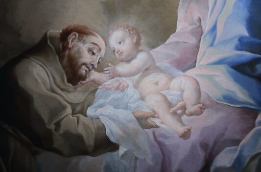 dipinto di nasini raffigurante Maria che porge il bambin Gesù a san Francesco