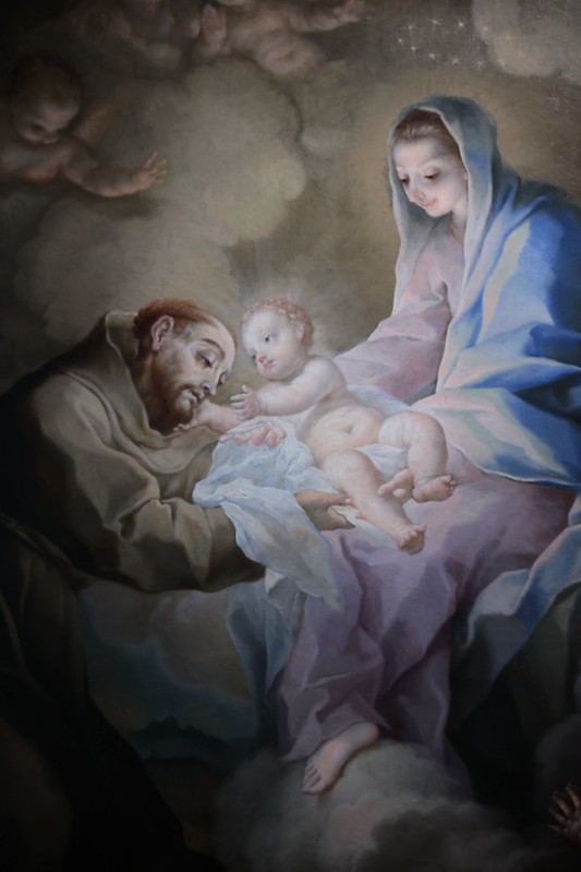 dipinto di nasini raffigurante Maria che porge il bambin Gesù a san Francesco