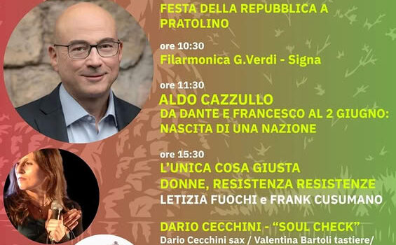 locandina con gli spettacoli previsti per l'evento inaugurale di martedì 2 giugno a Pratolino