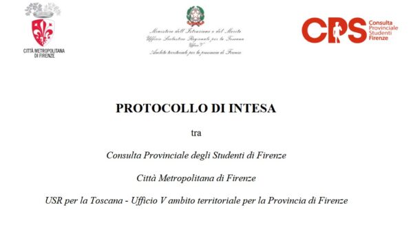 invito alla firma del protocollo di intesa tra Consulta Provinciale studenti, CMF e ufficio scolastico regionale