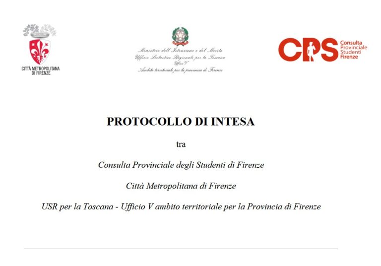 invito alla firma del protocollo di intesa tra Consulta Provinciale studenti, CMF e ufficio scolastico regionale