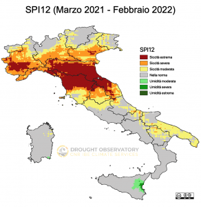 Mappa pluviometrica (foto su https://drought.climateservices.it/)