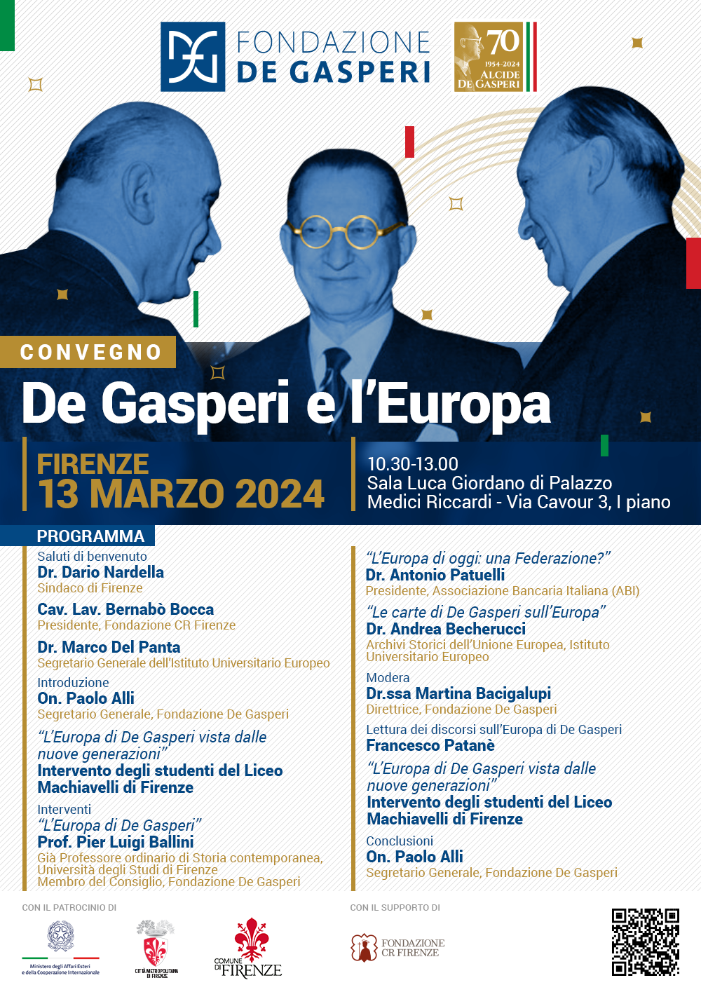 locandina Convegno De Gasperi e l'Europa - 13 marzo 2024