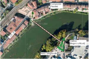 Progetto della passerella sull'Arno da Compiobbi a Vallina