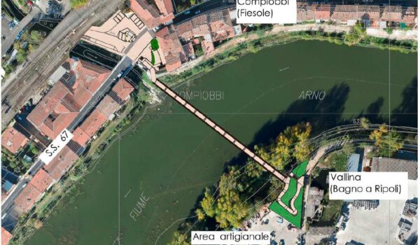 Progetto della passerella sull'Arno da Compiobbi a Vallina