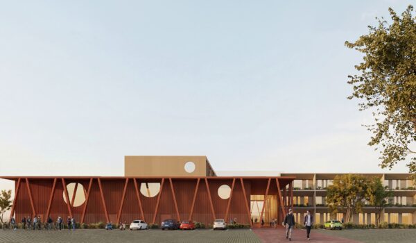 renderering che illustra il nuovo ingresso del liceo artistico Virgilio di Empoli
