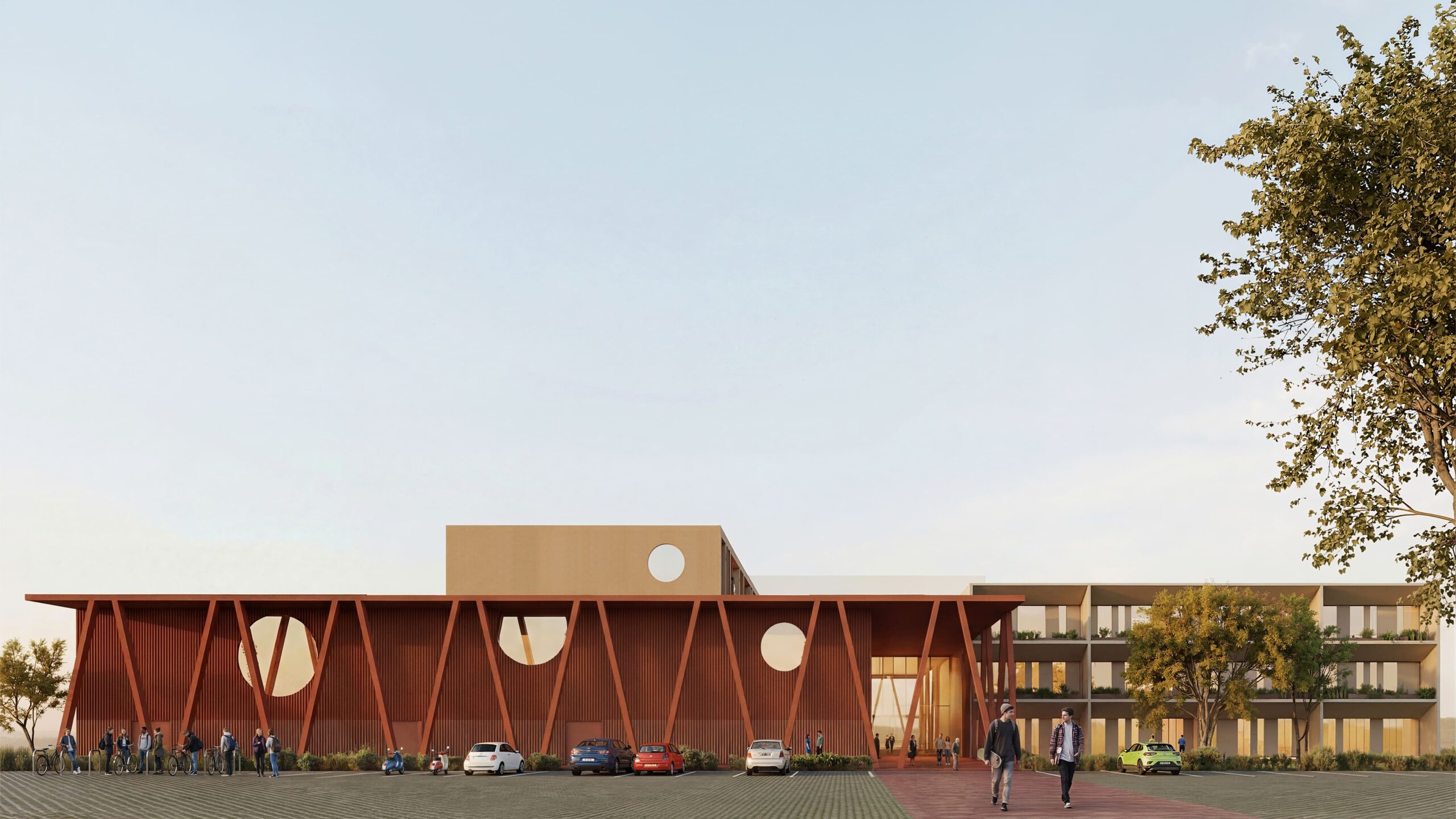 renderering che illustra il nuovo ingresso del liceo artistico Virgilio di Empoli
