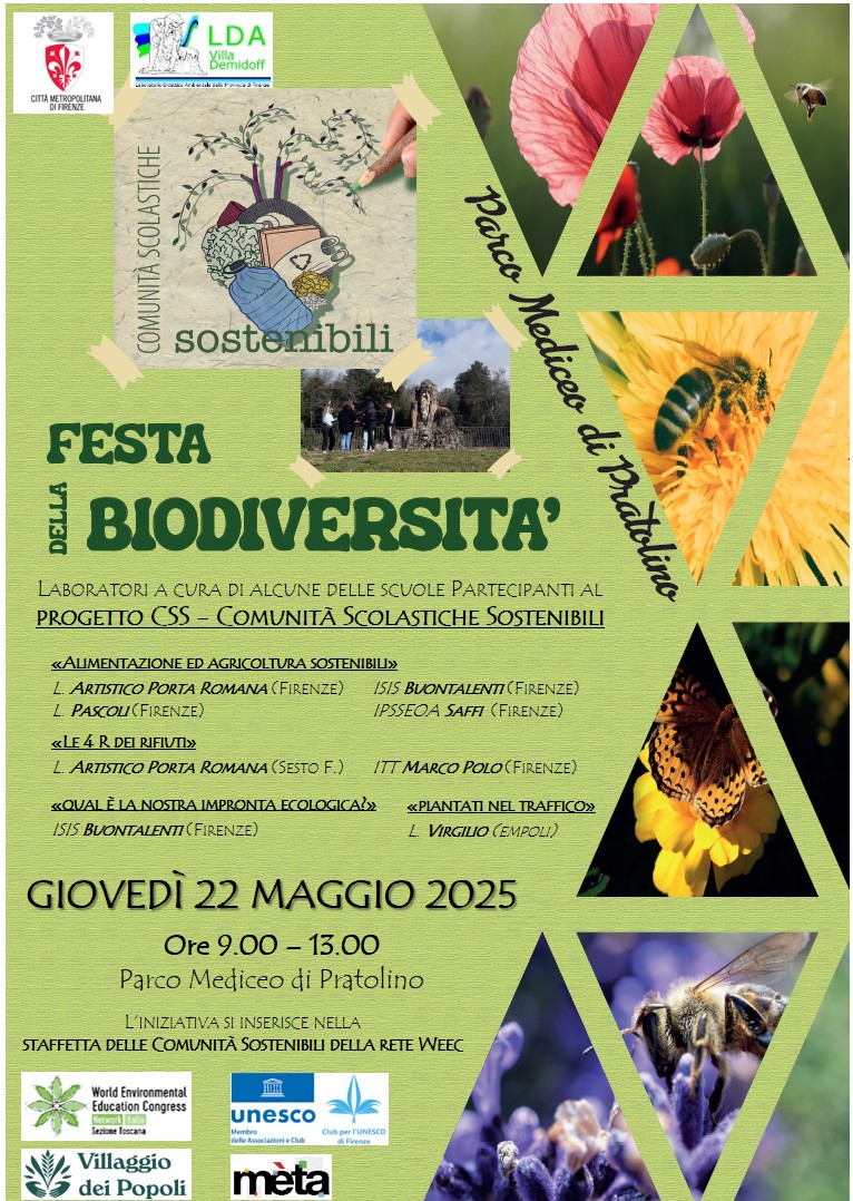 locandina con indicazioni circa l'evento e foto del parco di pratolino