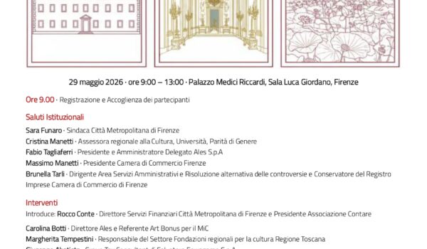 Locandina Convegno Art Bonus 29 Maggio 2026 Palazzo Medici Riccardi