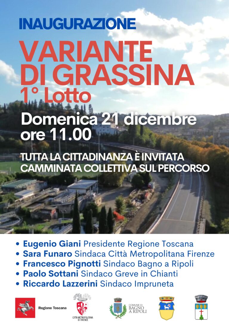 Locandina Variante di Grassina - Inaugurazione Primo Lotto domenica 21 dicembre ore 11