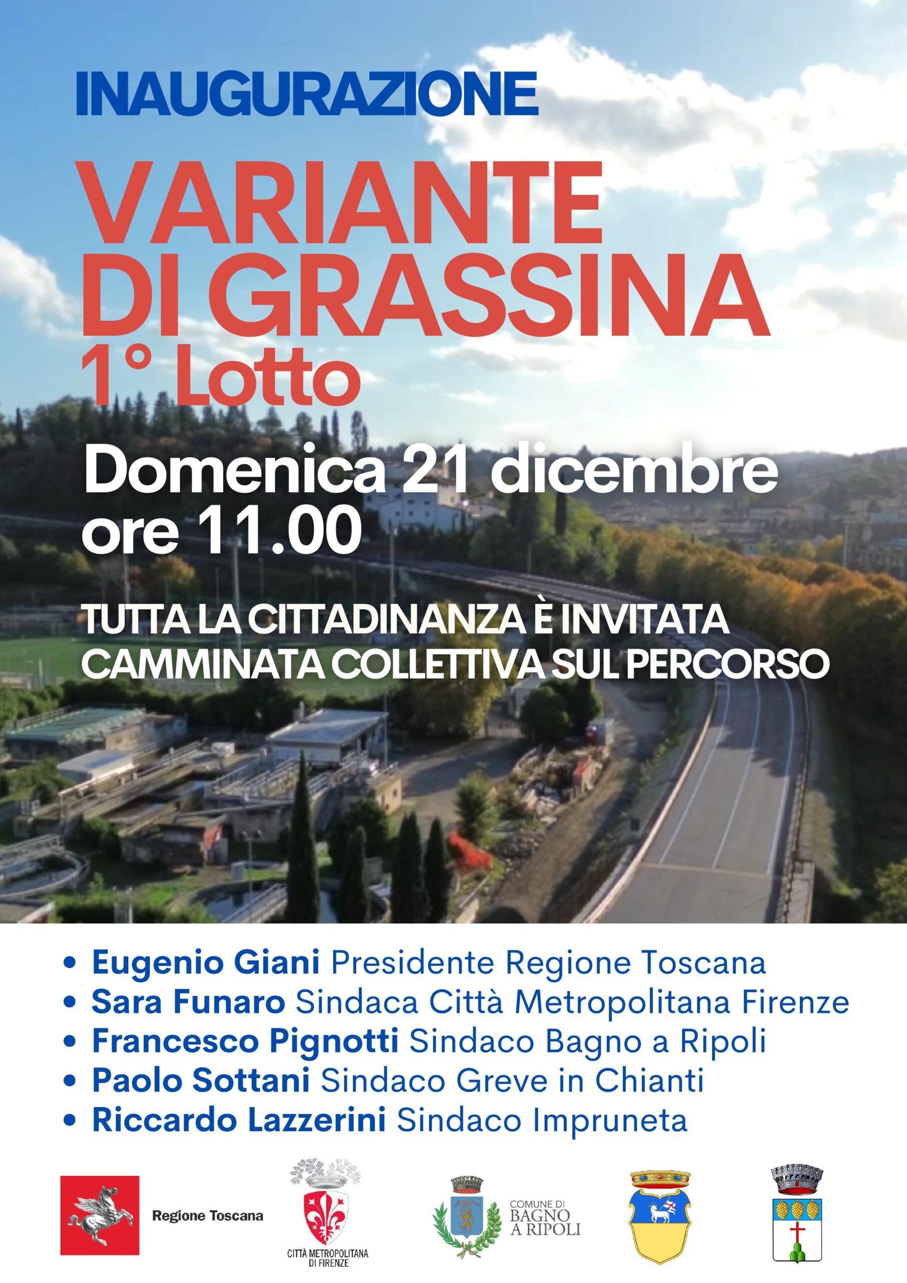 Locandina Variante di Grassina - Inaugurazione Primo Lotto domenica 21 dicembre ore 11
