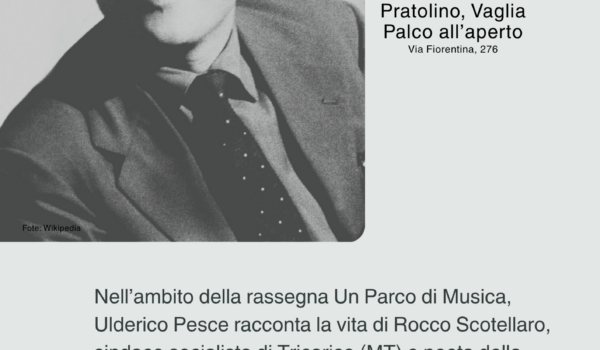 locandina con informazioni sullo spettacolo del 5 settembre e foto di Rocco Scotellaro