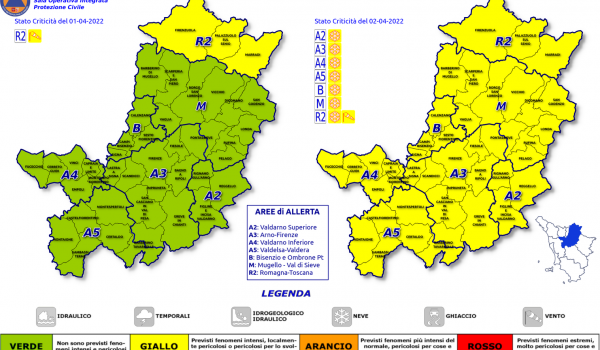 Meteo di sabato 2 aprile 2022 in Metrocittà Firenze