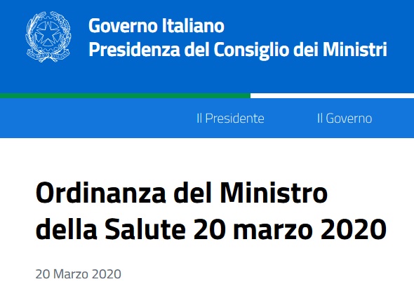 Ordinanza del Ministro della Salute